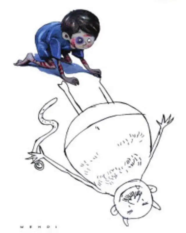 خشونت علیه کودکان، کارتون مهدی عزیزی، فرهیختگان