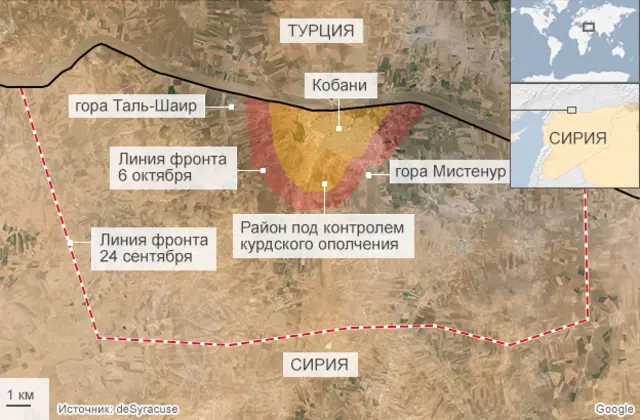 Карта Кобани