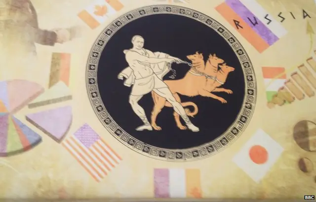 В останньому подвигу пан Путін змальований як учасник двобою з головним ворогом - Сполученими Штатами Америки. З внутрішнім рейтингом понад 80% Путін зараз має підтримку, яка більшості західних політиків навіть і не снилася. Не кажучи вже про Геракла.