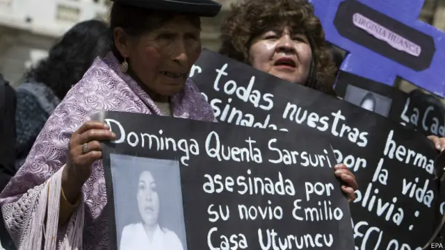 Protesto contra machismo na Bolívia / Crédito: EPA