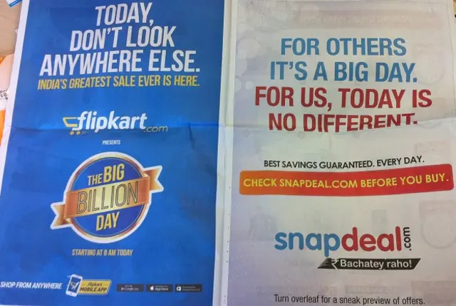 फ़्लिपकार्ट और स्नैपडील का विज्ञापन