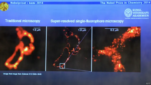 Pengamatan miskroskopik sebelum dan sesudah penemuan ketiga ilmuwan pemenang Nobel 2014.
