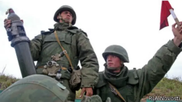 Российские солдаты на учениях