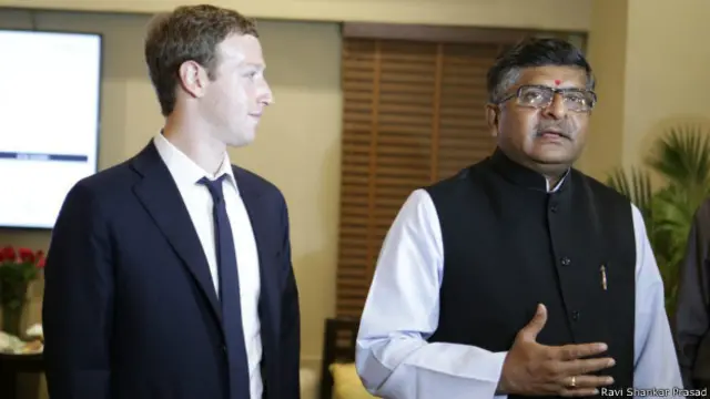 रवि शंकर प्रसाद के साथ मार्क ज़करबर्ग