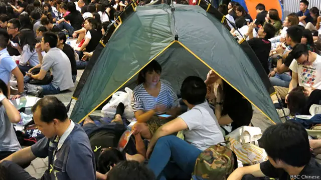 香港佔領運動參與者（攝影：BBC中文網記者葉靖斯）