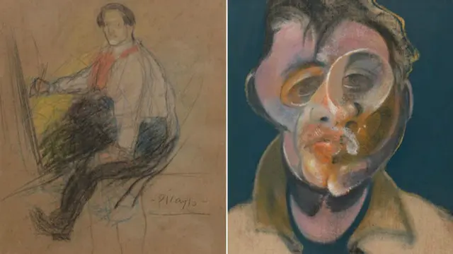من المقرر عرض لوحة بيكاسو (يسار) إلى جانب لوحة أخرى رسمها الفنان الأيرلندي فرانسيس بيكون لنفسه عام 1969