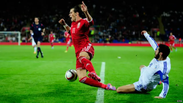 Bintang Wales, Gareth Bale ditebas pemain Siprus, Charis Kyriakou 