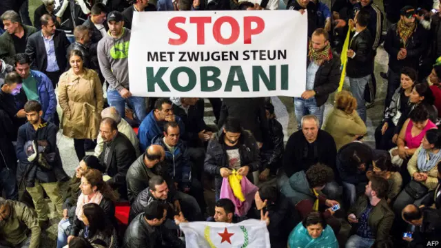 Sebuah aksi anti-ISIS di parlemen Belanda.