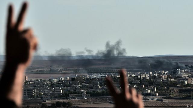 Kobane vista desde el territorio Turco