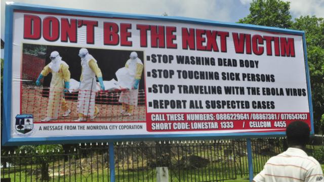 Outodoor sobre ebola em Monróvia, na Libéria