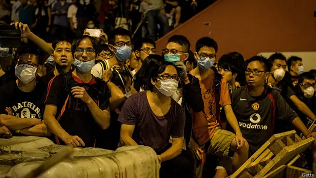 Manifestantes en Mong Kok
