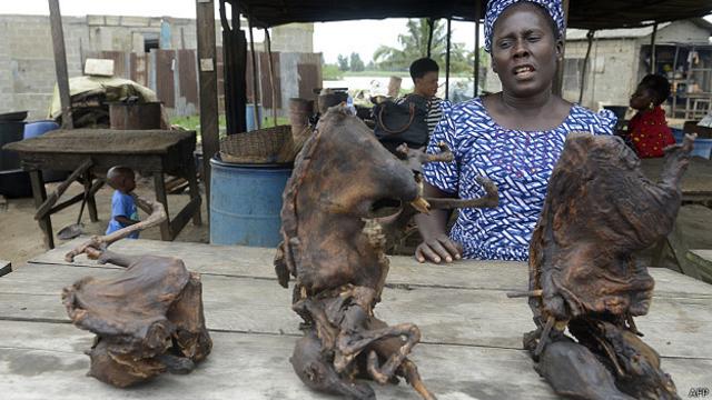 Venta de carne silvestre en África
