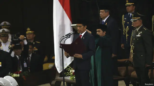 Jokowi saat diambil sumpahnya sebagai Presiden Indonesia yang ketujuh.