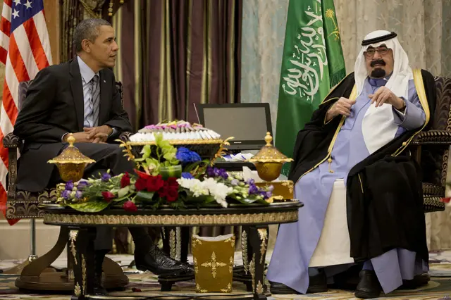 Presiden Obama bertemu dengan Raja Abdullah dari Arab Saudi pada Maret lalu dalam upaya untuk memperbaiki hubungan.