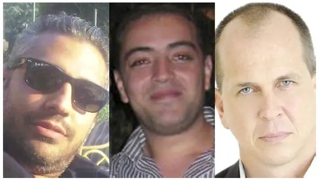 سه خبرنگار زندانی الجزیره در مصر از راست: پیتر گریستی، باهر محمد، محمد فهمی