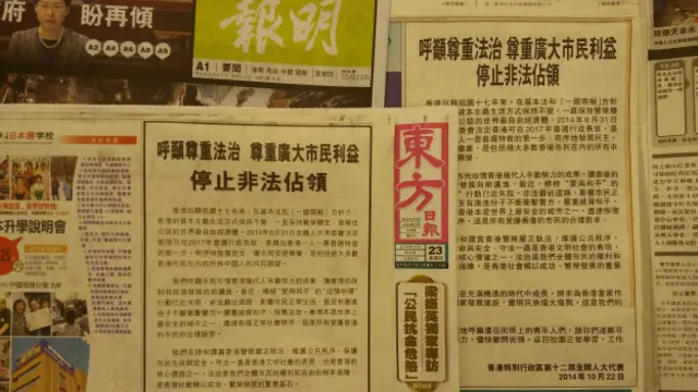 香港特别行政区第十二届全国人大代表在《明报》和《东方日报》等报章刊登广告