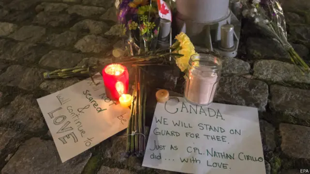 ओटावा के वार मेमोरियल पर चढाए गए फूल.