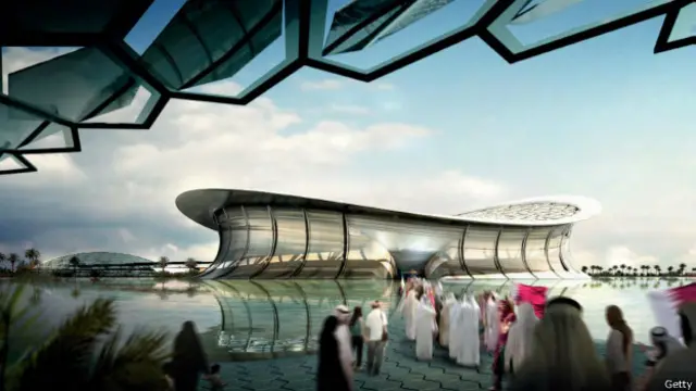 Lukisan Stadion Lusail yang berkapasitas 85.000 penonton, dilengkapi pendingin dengan teknologi khusus.