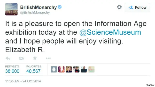 ملکۂ برطانیہ کی پہلی ٹویٹ