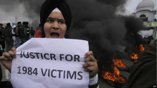 सिख दंगा पीड़ितों का प्रदर्शन