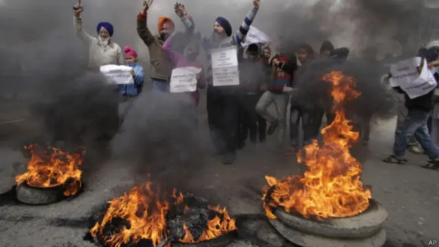 सिख दंगा पीड़ितों का प्रदर्शन