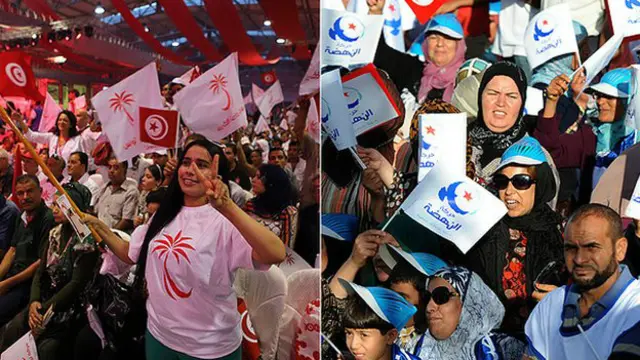 اسلام پسند جماعت حركت النہضہ اور لبرل نداء تونس دو بڑی سیاسی جماعتیں ہیں 