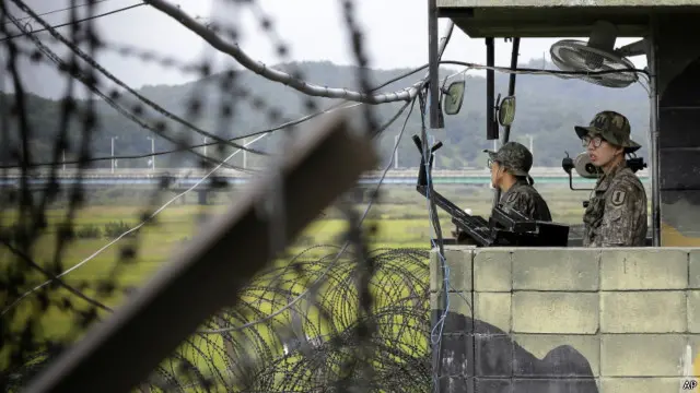 Tentara Korsel di pos perbatasan