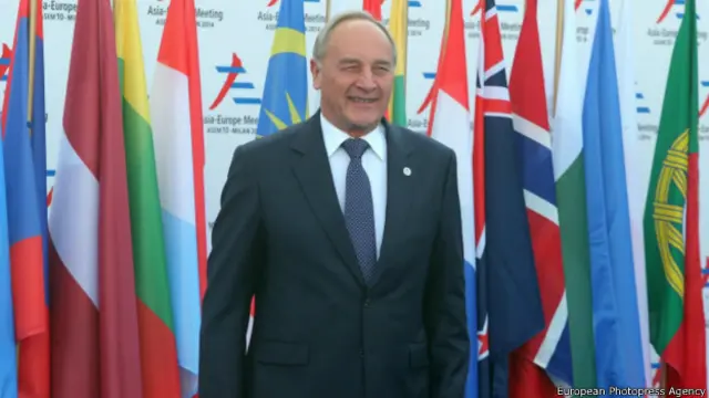 Президент Латвии Андрис Берзиньш во время визита в Милан, 16 октября 2014 г.