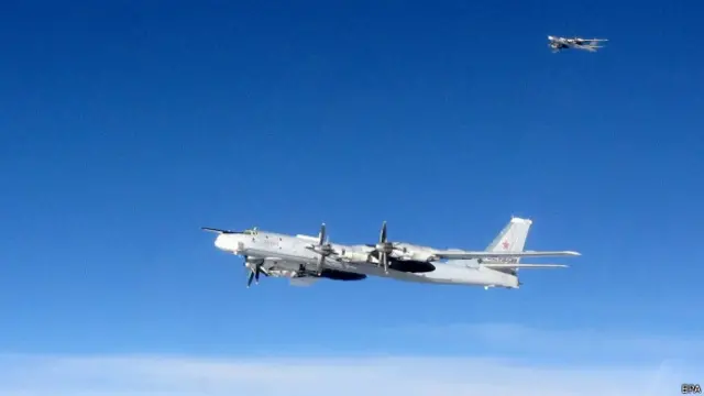 兩架圖-95熊式樣戰略轟炸機曾沿葡萄牙海岸西南飛行，然後調頭返回（資料照片，16/09/2014）。