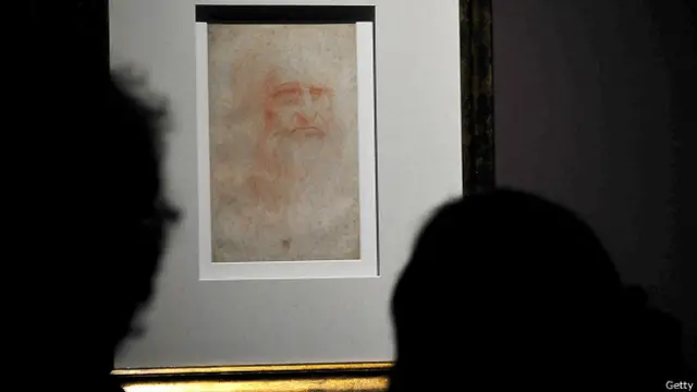 Detalle de autoretrato de Leonardo Da Vinci expuesto en 2011