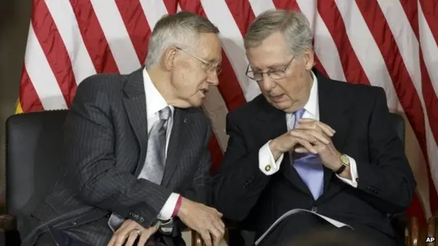 هری رید (سمت چپ) رهبر فعلی اکثریت سنا است. سمتی که میچ مکدانل میخواهد از چنگش درآرد