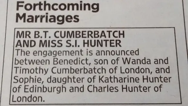 Объявление в номере газеты Times