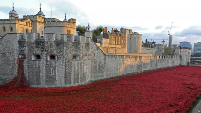 10萬朵、20萬朵、30萬朵…倫敦塔漸漸的被紅色的海洋包圍。