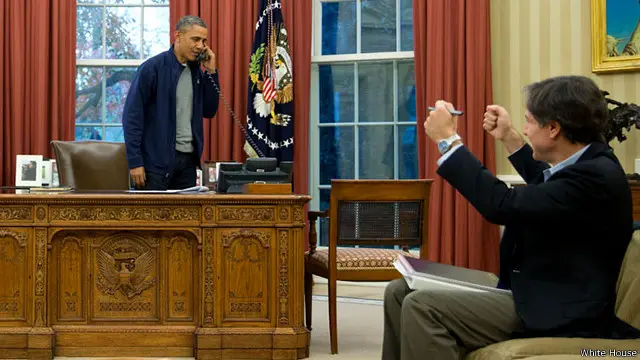 تونی بلینکن و باراک اوباما در کاخ سفید؛ پس از خبرگرفتن از مذاکرات هسته‌ای ایران در ژنو - ۲۳ نوامبر ۲۰۱۳