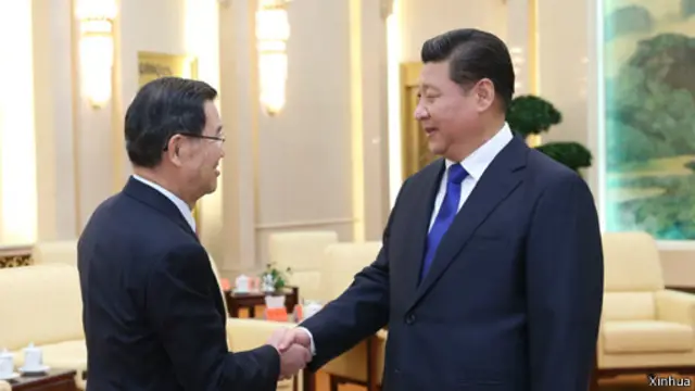 2014年APEC在北京举行，台湾前副总统萧万长与中国国家主席习近平见面。