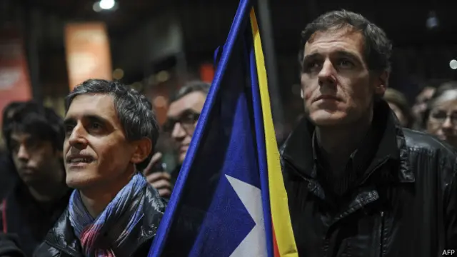 Activistas proindependencia en Barcelona