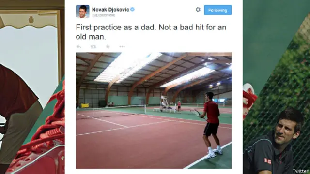 Djokovic ha compartido su partenidad con los millones de seguidores que tiene en redes sociales. "Primer entrenamiento como padre. No está mal para un hombre viejo", bromeó.