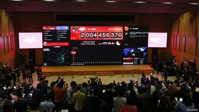 杭州阿里巴巴总部的实时交易显示牌