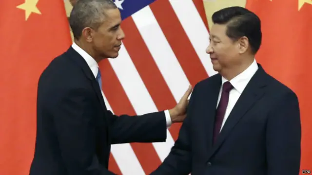 奥巴马与习近平在北京会晤。