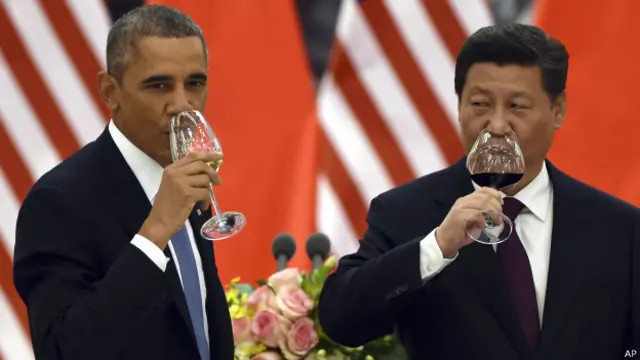 奥巴马与习近平会面。