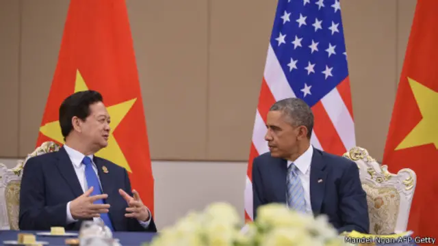 Ông Nguyễn Tấn Dũng và tổng thống Obama trong cuộc họp song phương hôm 13/11