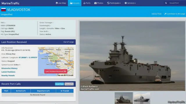 Вертолетоносец "Владивосток" на сайте MarineTraffic