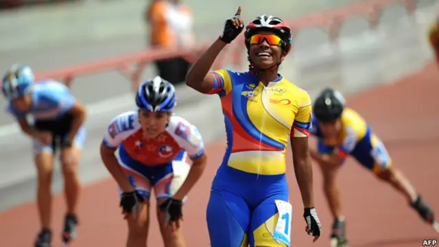 Jercy Puello durante una victoria en los Juegos Sudamericanos de Medellín en 2010.