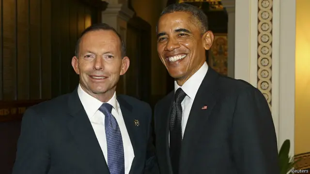 Тони Эбботт (слева) и Барак Обама в Брисбене