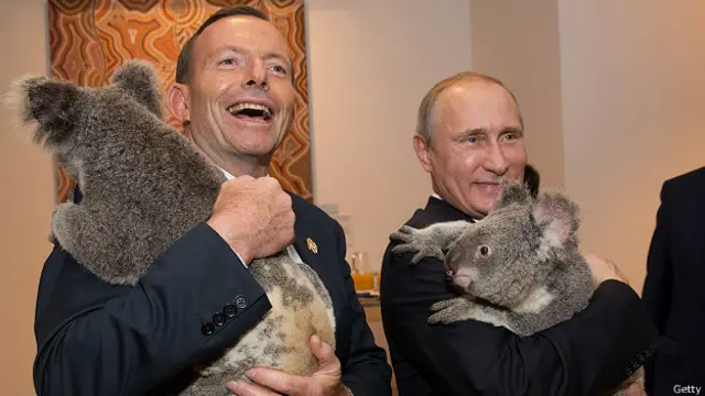 Путин и Эббот знакомятся с коалами