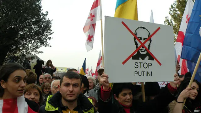 Акция "Нет аннексии!" в центре Тбилиси