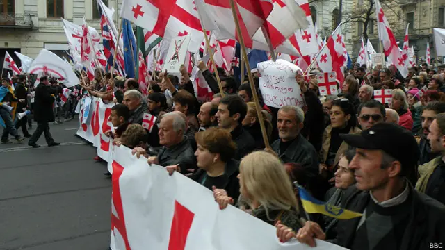 Акция "Нет аннексии!" в центре Тбилиси