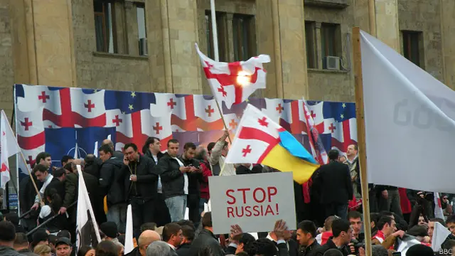 Акция "Нет аннексии!" в центре Тбилиси