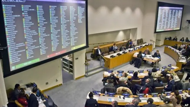 کمیته حقوق بشر مجمع عمومی سازمان ملل قطعنامه های حقوق بشر را سه شنبه بعد از ظهر به رای گذاشت