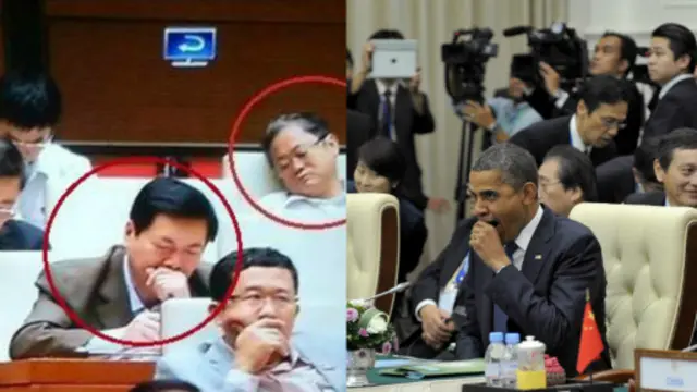 Đại biểu Quốc hội Việt Nam ngủ gật, trong khi Tổng thống Obama cũng ngáp ở Hội nghị Đông Á 2012